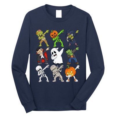 Dabbing Halloween Skeleton Zombie Scary Pumpkin Vampire Long Sleeve Shirt