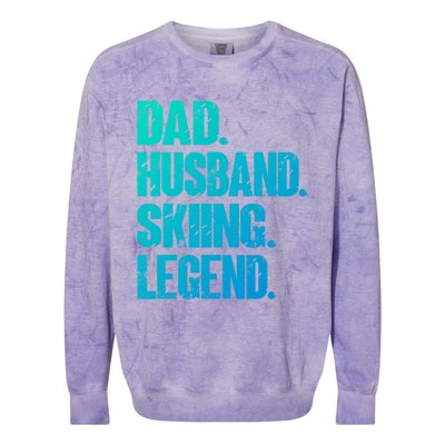 Dad Husband Skiing Legend Snow Sport Funny Dad Ski Skiing Cool Gift Colorblast Crewneck Sweatshirt