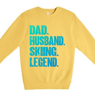 Dad Husband Skiing Legend Snow Sport Funny Dad Ski Skiing Cool Gift Premium Crewneck Sweatshirt