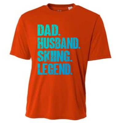 Dad Husband Skiing Legend Snow Sport Funny Dad Ski Skiing Cool Gift Cooling Performance Crew T-Shirt