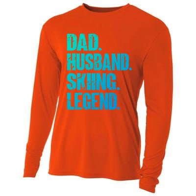 Dad Husband Skiing Legend Snow Sport Funny Dad Ski Skiing Cool Gift Cooling Performance Long Sleeve Crew