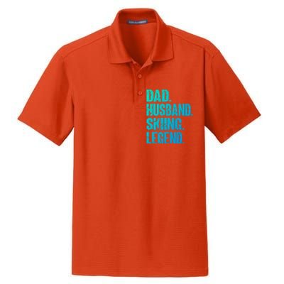 Dad Husband Skiing Legend Snow Sport Funny Dad Ski Skiing Cool Gift Dry Zone Grid Polo