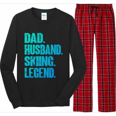 Dad Husband Skiing Legend Snow Sport Funny Dad Ski Skiing Cool Gift Long Sleeve Pajama Set