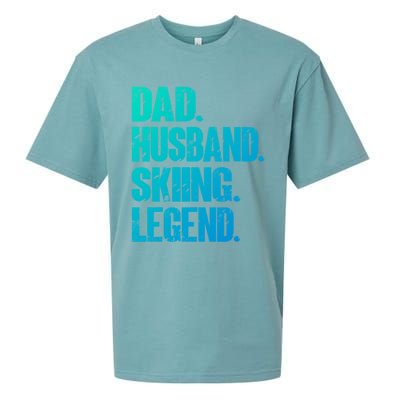 Dad Husband Skiing Legend Snow Sport Funny Dad Ski Skiing Cool Gift Sueded Cloud Jersey T-Shirt