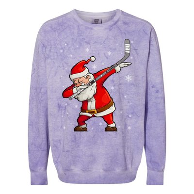 Dabbing Hockey Santa Claus Gift Colorblast Crewneck Sweatshirt