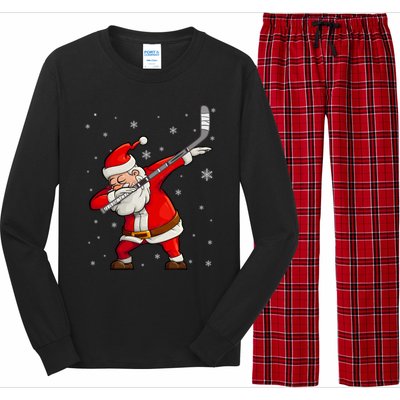 Dabbing Hockey Santa Claus Gift Long Sleeve Pajama Set