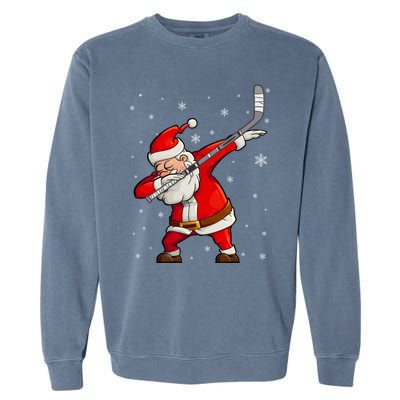 Dabbing Hockey Santa Claus Gift Garment-Dyed Sweatshirt