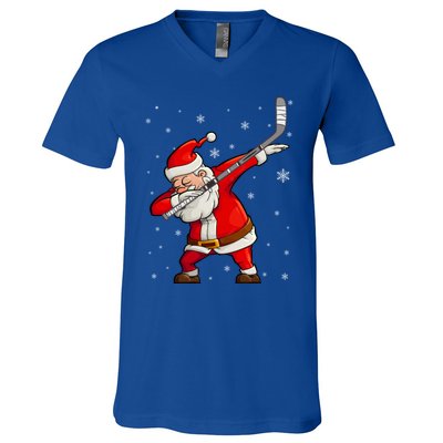 Dabbing Hockey Santa Claus Gift V-Neck T-Shirt