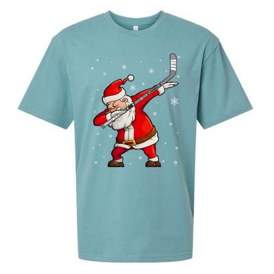 Dabbing Hockey Santa Claus Gift Sueded Cloud Jersey T-Shirt