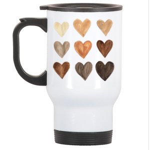 Diversity Heart Skin Tones Black Pride Melanin Kindness Gift Stainless Steel Travel Mug