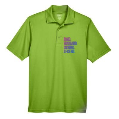 Dad Husband Skiing Legend Snow Sport Funny Dad Ski Skiing Cool Gift Men's Origin Performance Pique Polo