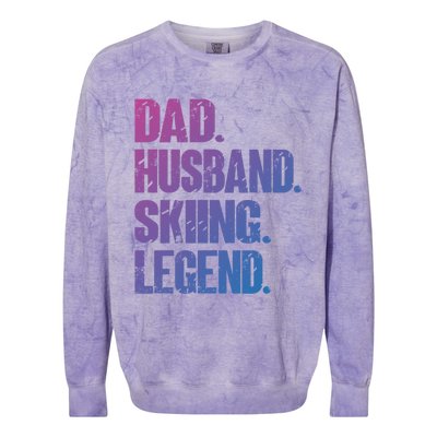 Dad Husband Skiing Legend Snow Sport Funny Dad Ski Skiing Cool Gift Colorblast Crewneck Sweatshirt