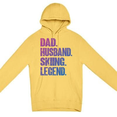 Dad Husband Skiing Legend Snow Sport Funny Dad Ski Skiing Cool Gift Premium Pullover Hoodie