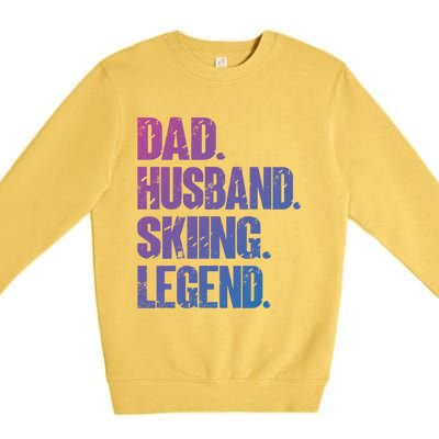 Dad Husband Skiing Legend Snow Sport Funny Dad Ski Skiing Cool Gift Premium Crewneck Sweatshirt