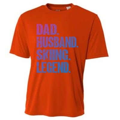 Dad Husband Skiing Legend Snow Sport Funny Dad Ski Skiing Cool Gift Cooling Performance Crew T-Shirt