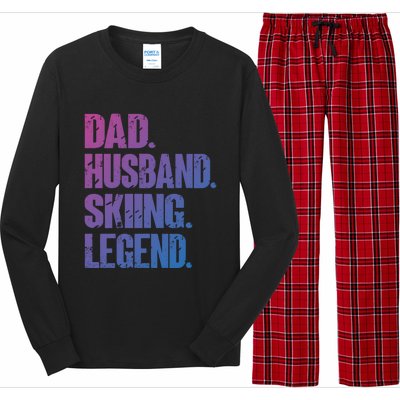 Dad Husband Skiing Legend Snow Sport Funny Dad Ski Skiing Cool Gift Long Sleeve Pajama Set