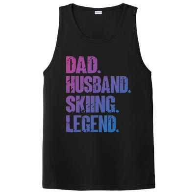 Dad Husband Skiing Legend Snow Sport Funny Dad Ski Skiing Cool Gift PosiCharge Competitor Tank