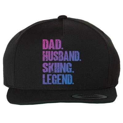 Dad Husband Skiing Legend Snow Sport Funny Dad Ski Skiing Cool Gift Wool Snapback Cap