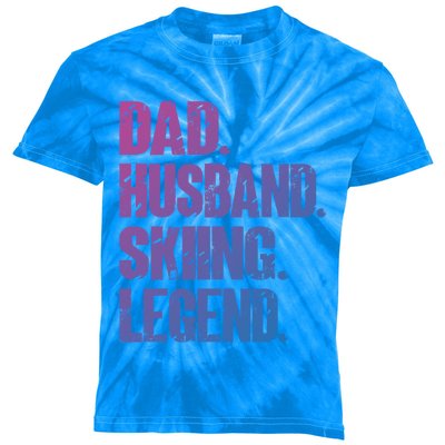 Dad Husband Skiing Legend Snow Sport Funny Dad Ski Skiing Cool Gift Kids Tie-Dye T-Shirt