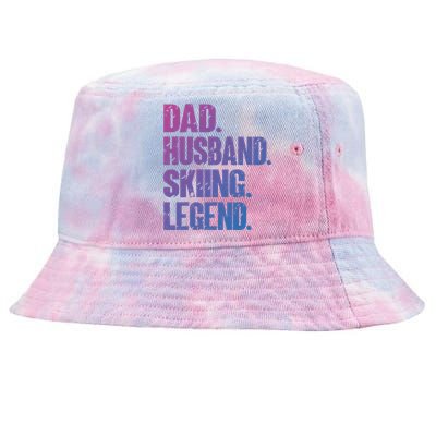 Dad Husband Skiing Legend Snow Sport Funny Dad Ski Skiing Cool Gift Tie-Dyed Bucket Hat