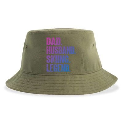 Dad Husband Skiing Legend Snow Sport Funny Dad Ski Skiing Cool Gift Sustainable Bucket Hat