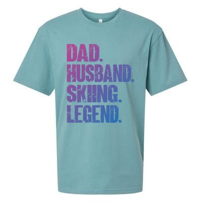 Dad Husband Skiing Legend Snow Sport Funny Dad Ski Skiing Cool Gift Sueded Cloud Jersey T-Shirt