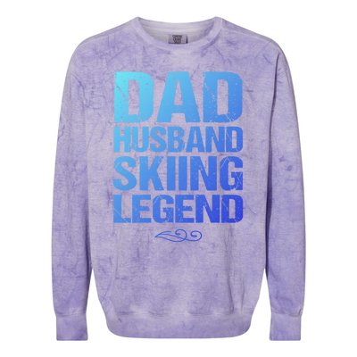 Dad Husband Skiing Legend Skier Gift Slopes Winter Snow Great Gift Colorblast Crewneck Sweatshirt