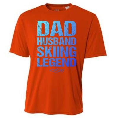 Dad Husband Skiing Legend Skier Gift Slopes Winter Snow Great Gift Cooling Performance Crew T-Shirt