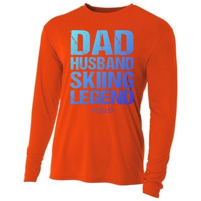 Dad Husband Skiing Legend Skier Gift Slopes Winter Snow Great Gift Cooling Performance Long Sleeve Crew