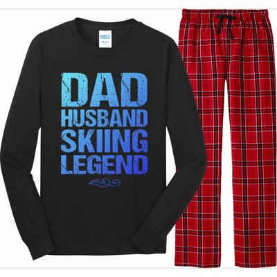 Dad Husband Skiing Legend Skier Gift Slopes Winter Snow Great Gift Long Sleeve Pajama Set