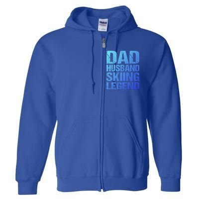 Dad Husband Skiing Legend Skier Gift Slopes Winter Snow Great Gift Full Zip Hoodie