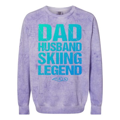 Dad Husband Skiing Legend Skier Gift Slopes Winter Snow Great Gift Colorblast Crewneck Sweatshirt