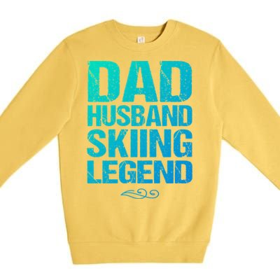 Dad Husband Skiing Legend Skier Gift Slopes Winter Snow Great Gift Premium Crewneck Sweatshirt