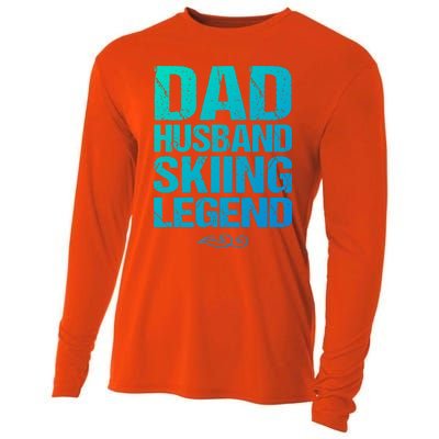 Dad Husband Skiing Legend Skier Gift Slopes Winter Snow Great Gift Cooling Performance Long Sleeve Crew