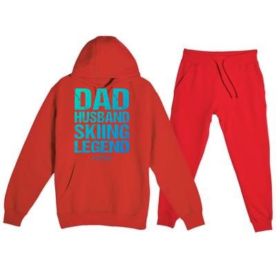 Dad Husband Skiing Legend Skier Gift Slopes Winter Snow Great Gift Premium Hooded Sweatsuit Set