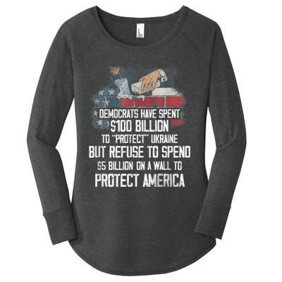 Democrats Have Spent $100 Billion To Protect Ukraine Women's Perfect Tri Tunic Long Sleeve Shirt