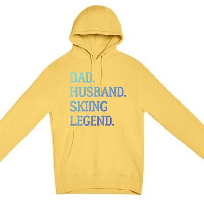 Dad Husband Skiing Legend Vintage Skiing Dad Gift Premium Pullover Hoodie