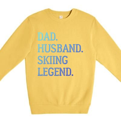 Dad Husband Skiing Legend Vintage Skiing Dad Gift Premium Crewneck Sweatshirt