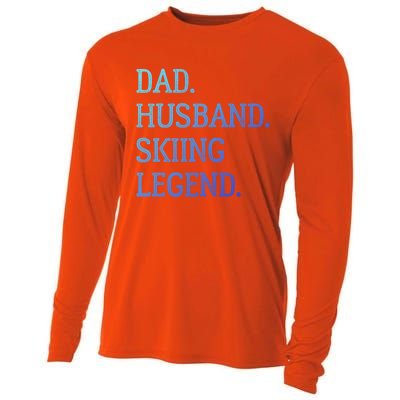 Dad Husband Skiing Legend Vintage Skiing Dad Gift Cooling Performance Long Sleeve Crew