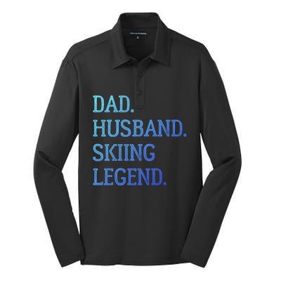 Dad Husband Skiing Legend Vintage Skiing Dad Gift Silk Touch Performance Long Sleeve Polo