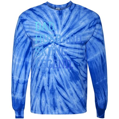 Dad Husband Skiing Legend Vintage Skiing Dad Gift Tie-Dye Long Sleeve Shirt