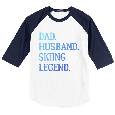 Dad Husband Skiing Legend Vintage Skiing Dad Gift Baseball Sleeve Shirt