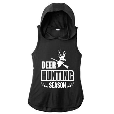 Deer Hunting Season Graphic Ladies PosiCharge Tri-Blend Wicking Draft Hoodie Tank