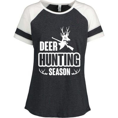 Deer Hunting Season Graphic Enza Ladies Jersey Colorblock Tee