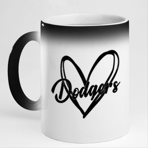 Dodgers Heart Sport Lover Fan 11oz Black Color Changing Mug