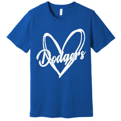 Dodgers Heart Sport Lover Fan Premium T-Shirt