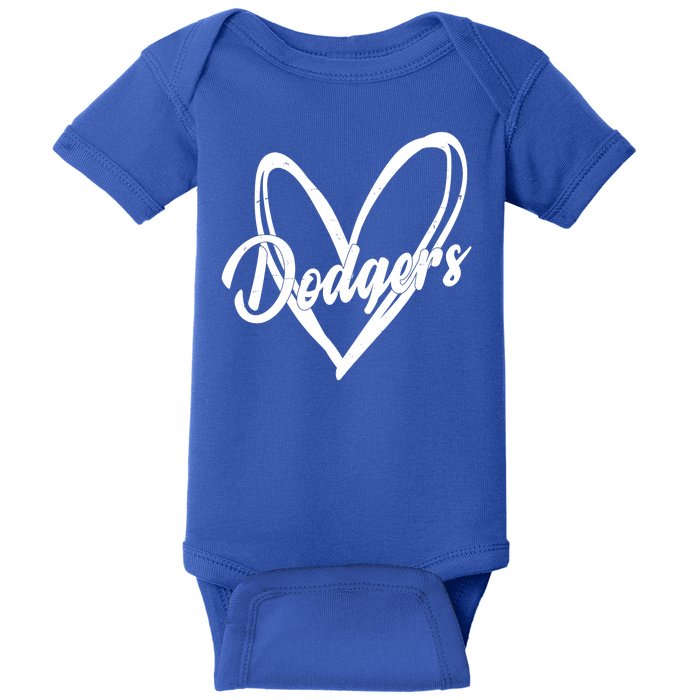 Dodgers Heart Sport Lover Fan Baby Bodysuit