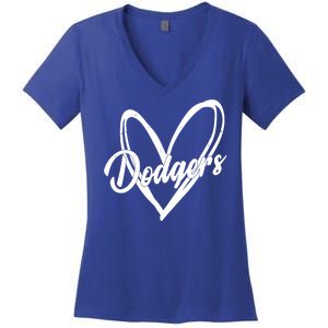 Dodgers Heart Sport Lover Fan Women's V-Neck T-Shirt