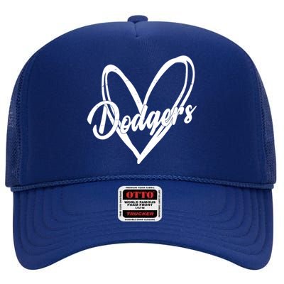 Dodgers Heart Sport Lover Fan High Crown Mesh Back Trucker Hat