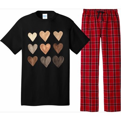 Diversity Heart Skin Tones Black Pride Melanin Kindness Gift Funny Gift Pajama Set